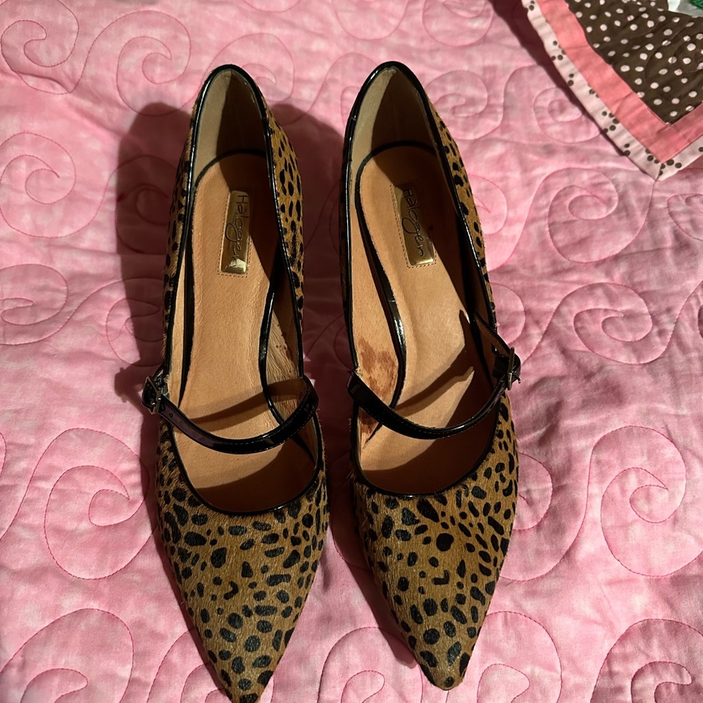 Halogen by Nordstrom Cheetah print strap high heel shoes
